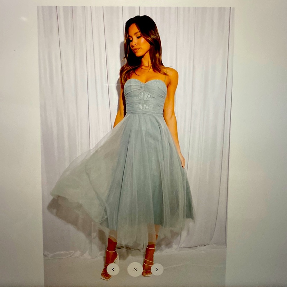 Values of Her Tulle MIDI Dress Sage